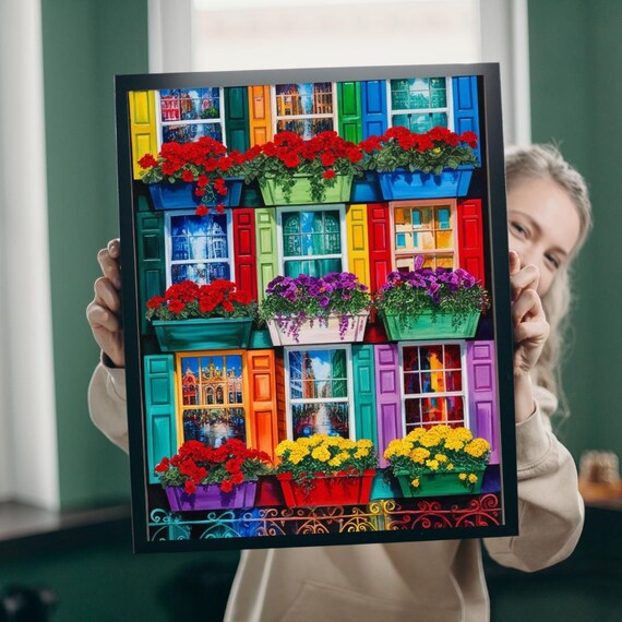 Flower Window Collage Poster Print