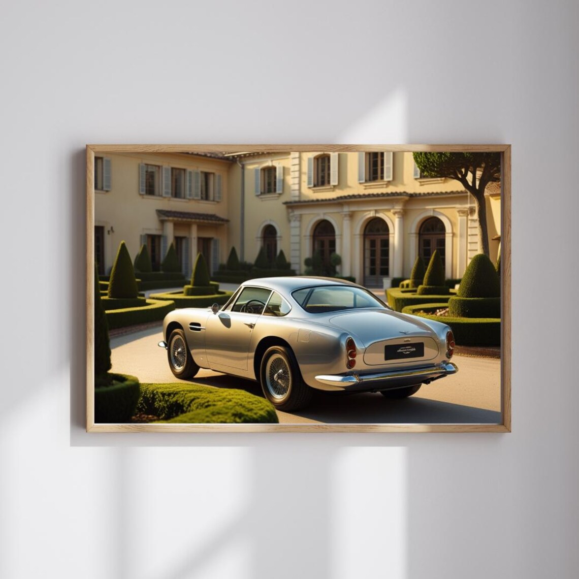 Silver Vintage Grand Tourer Italian Villa Garden Sunset Poster