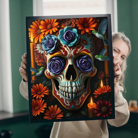 Colorful Skull Puzzle Day Of The Dead Jigsaw Game For Adults Gift And Gothic Art Lovers Mental Exercise Fun Solo Activity
