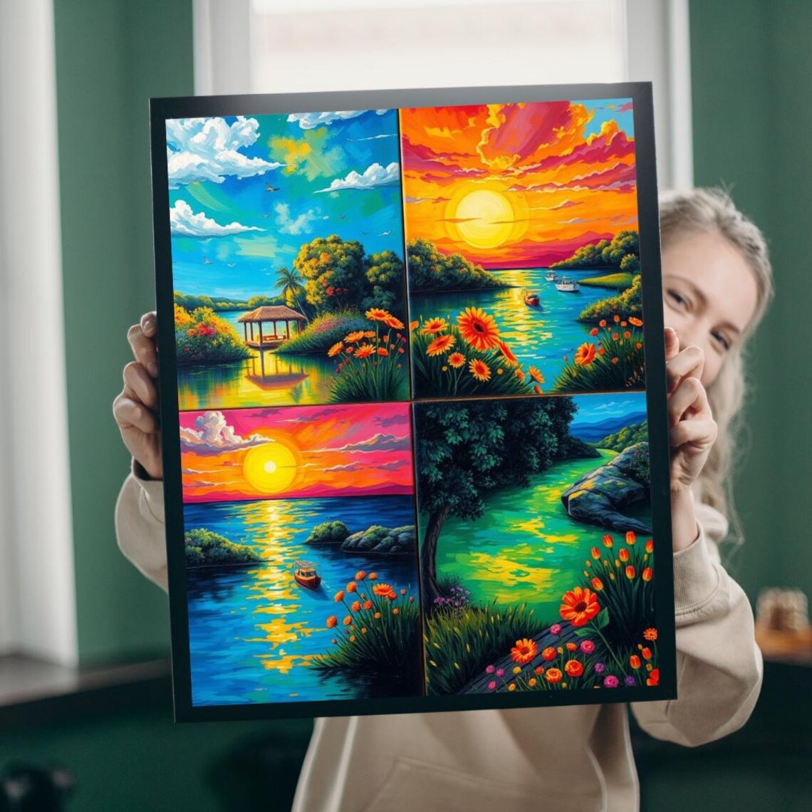 Bioluminescent Summer Collage, Nature Art Print