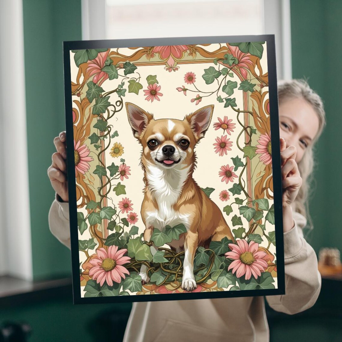 Chihuahua Jigsaw Puzzle, William Morris Floral Design