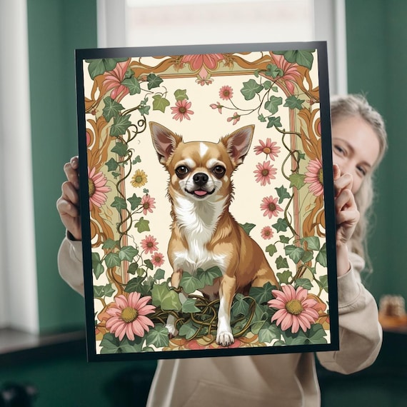 Chihuahua Jigsaw Puzzle, William Morris Floral Design