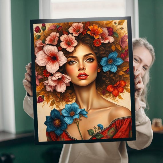 Floral Woman Jigsaw Puzzle Portrait Art Mindfulness Game