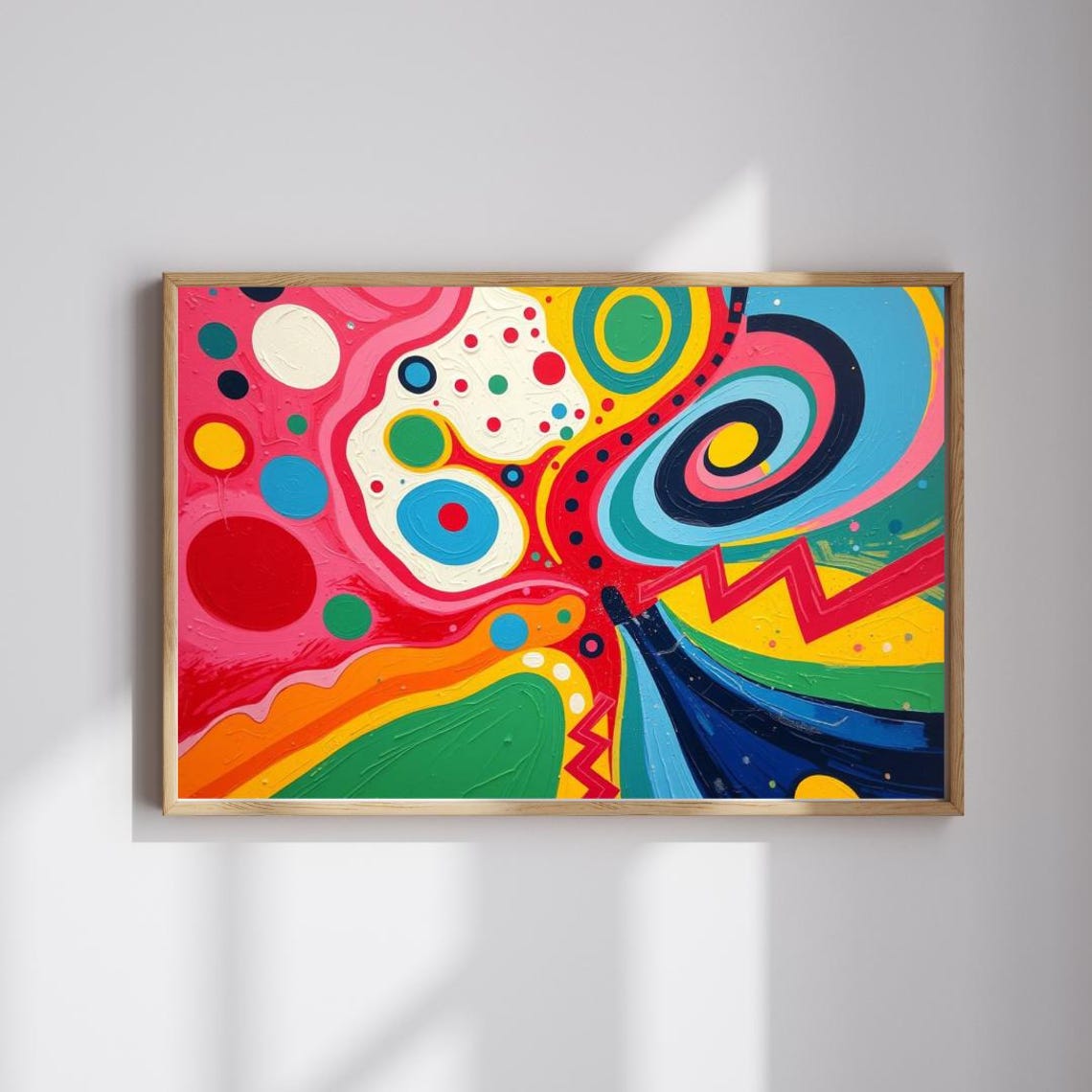 Pink Psychedelic Swirl Bold Retro Abstract Circle Art Poster
