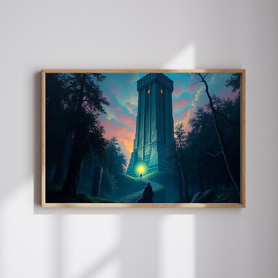 Mystical Tower Jigsaw Puzzle Gothic Twilight Forest Art