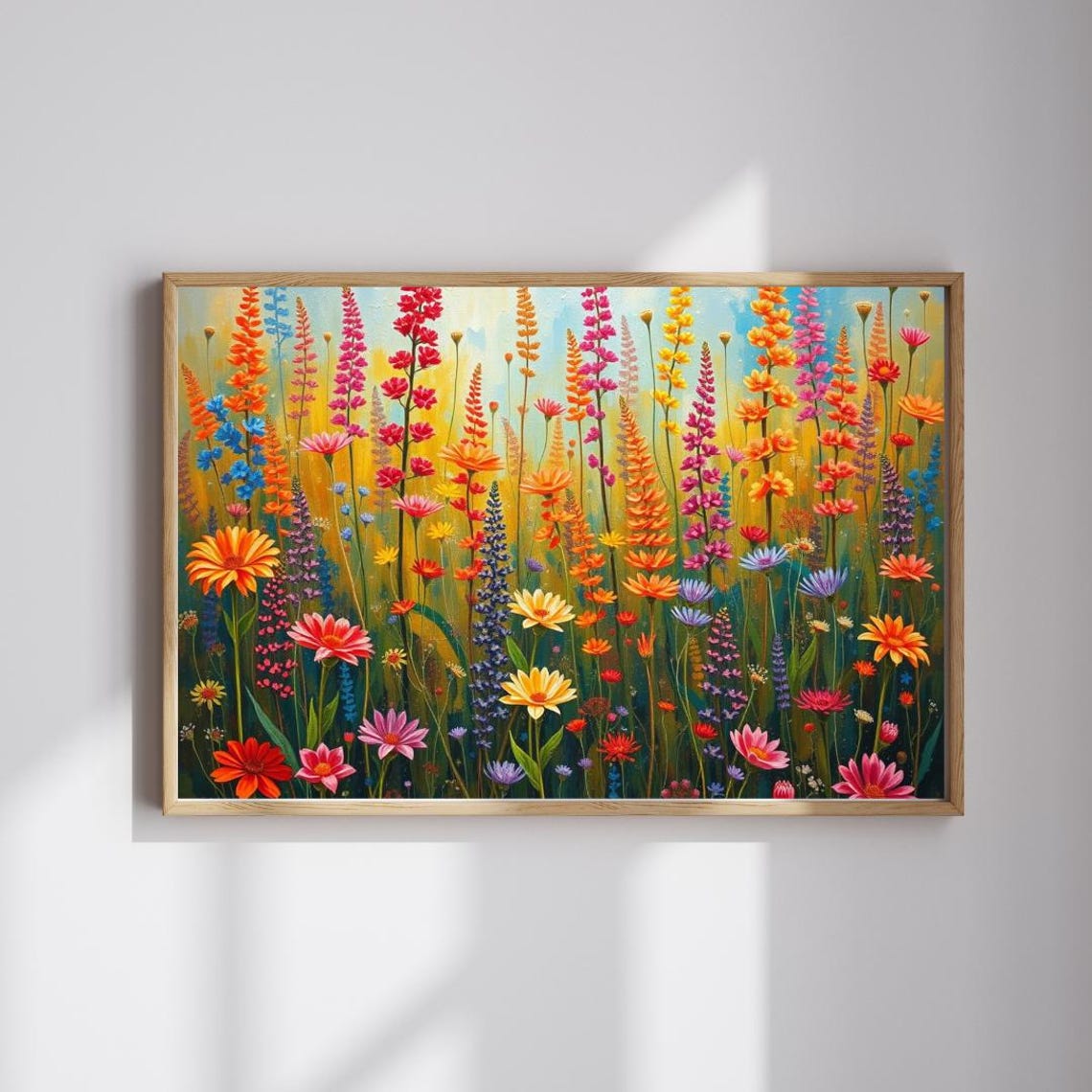 Colorful Wildflower Meadow Lupines Daisies Bright Floral Poster
