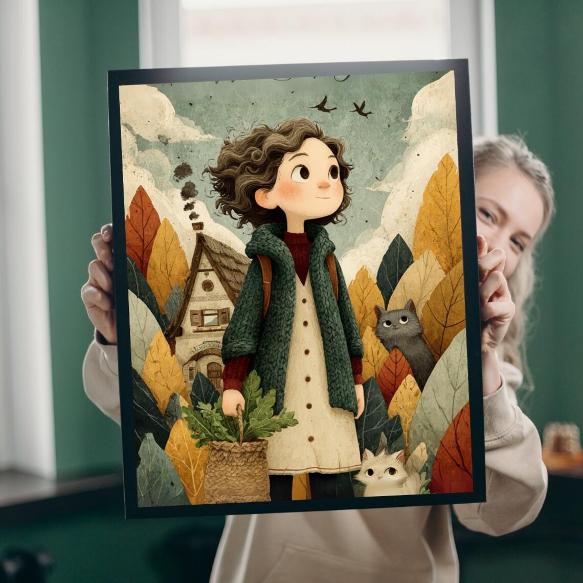Cozy Cottage Autumn Jigsaw Puzzle Kitten For Adults Whimsical Fairytale Fall