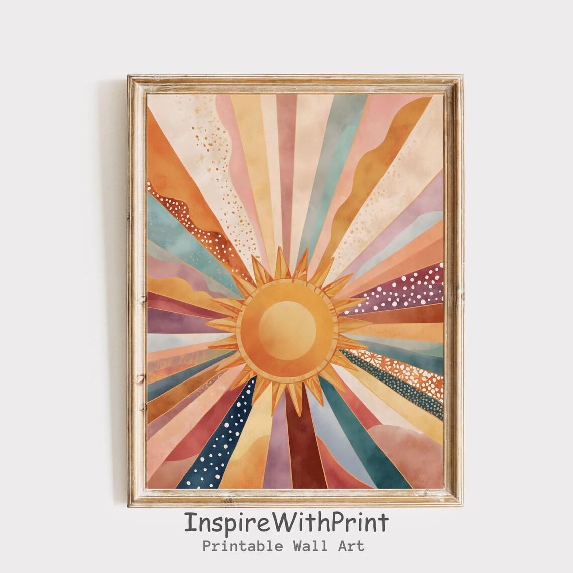 Boho Sun Print, Mid-Century Nursery Poster