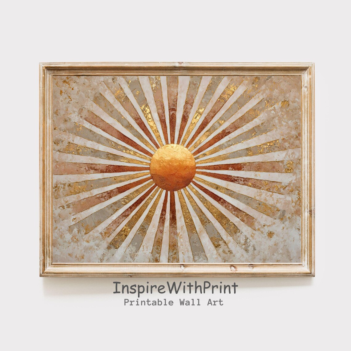 Boho Sun Print Horizontal Art Abstract Sunrise Midcentury Modern Earthtones Playroom Poster Nursery