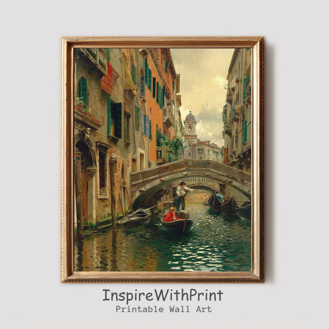 Venice Canal Bridge Vintage Landscape Art Print