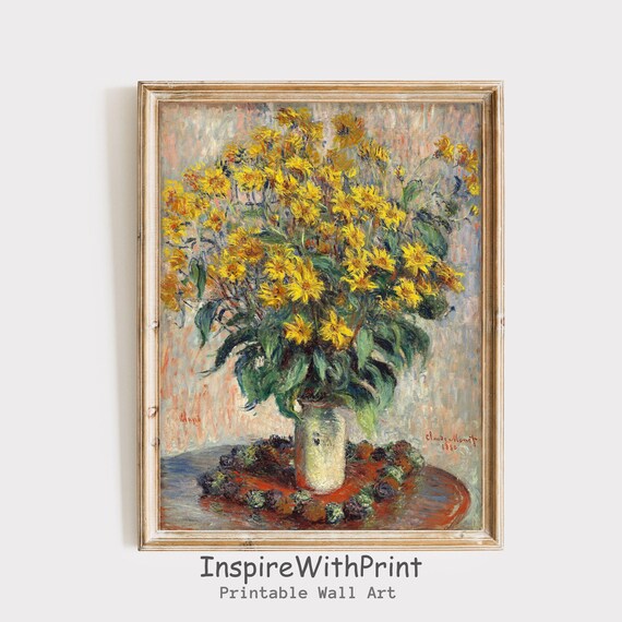 Claude Monet Yellow Flower Bouquet Classic Art Reproduction Poster