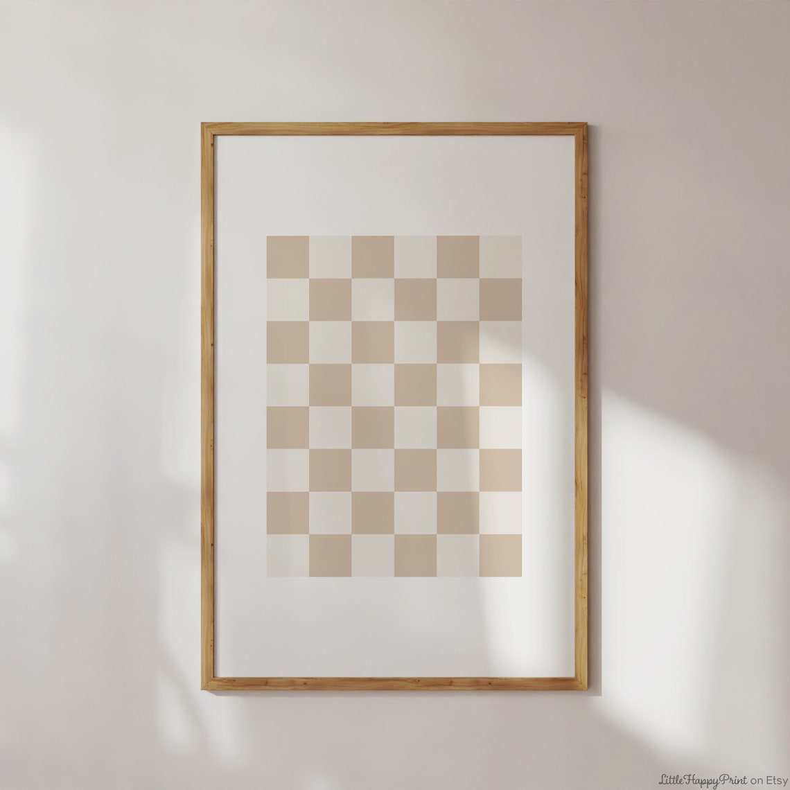 Neutral Beige Checkerboard Abstract Geometric Modern Wall Poster