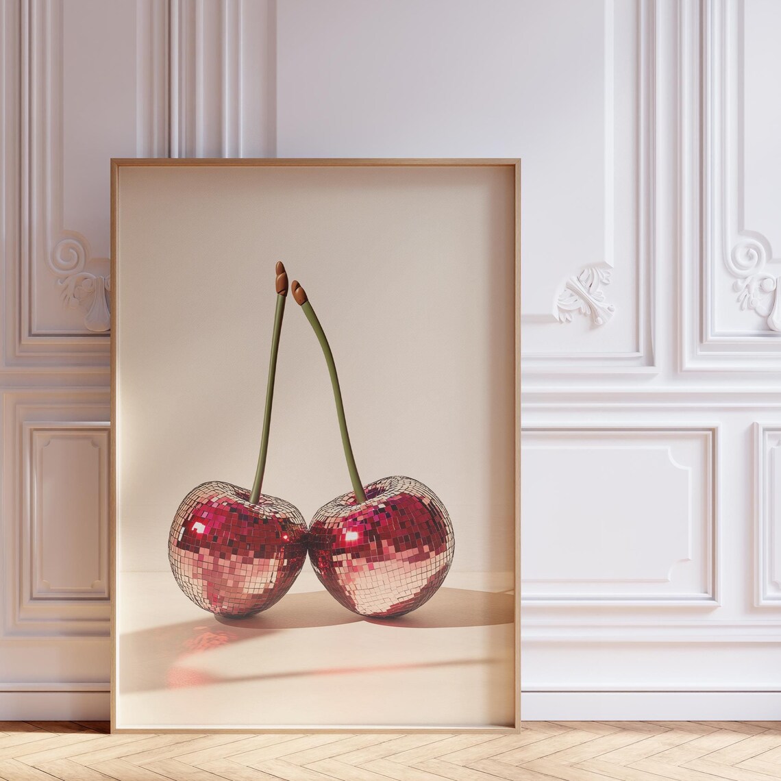 Disco Ball Cherry Funky Kitchen Art Print