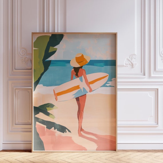 Surf And Beach Poster For Beachy Room Decor Surf Print Meet Me At The Beach Surf Art Above Couch Art Coastal Prints Matisse Style