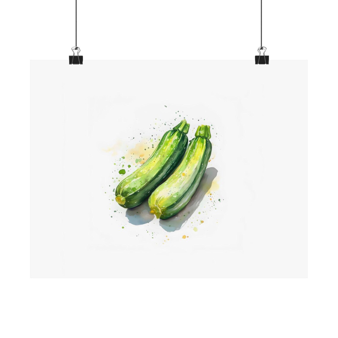 Watercolor Zucchini Pair Fresh Garden Vegetable Kitchen Poster