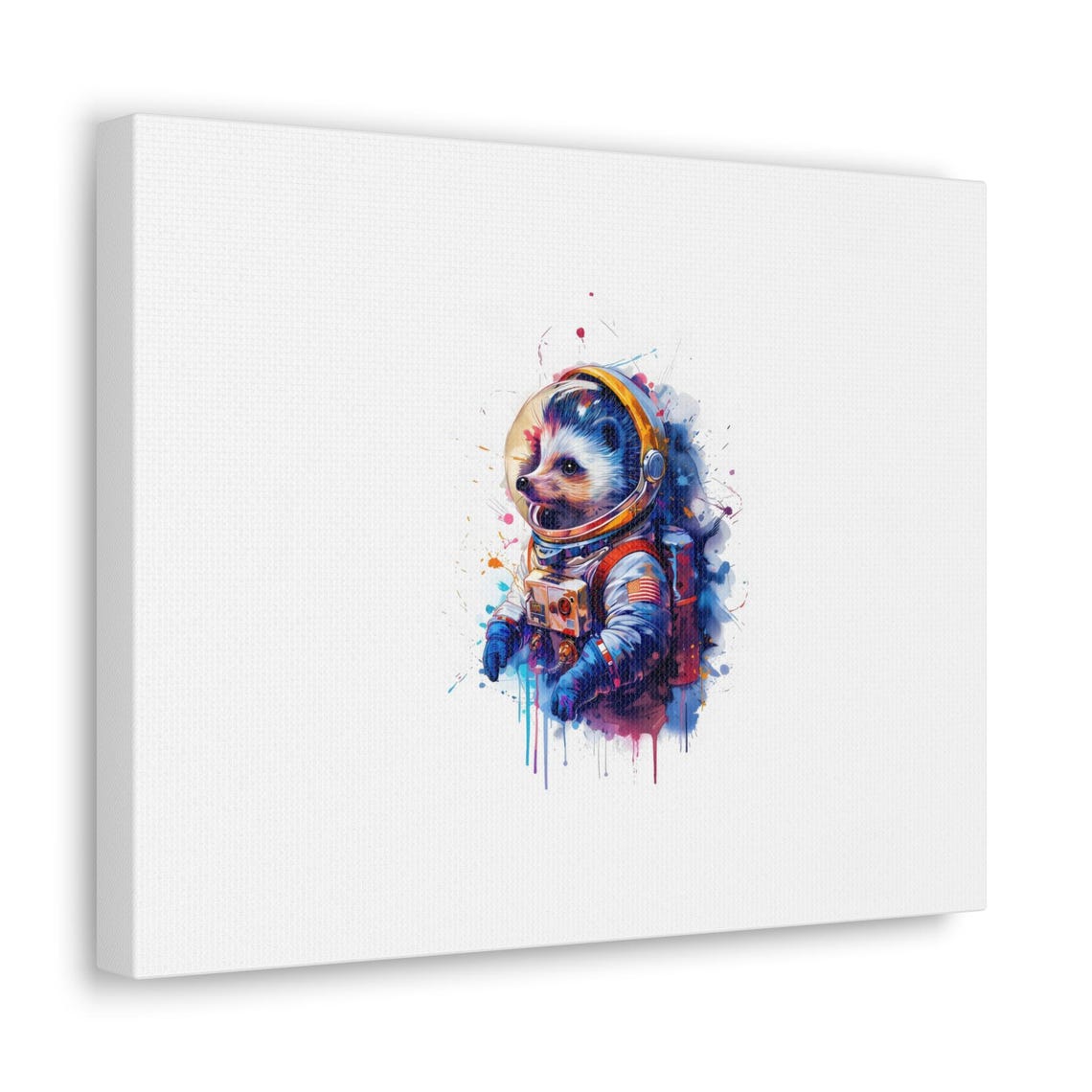 Cute Hedgehog Astronaut Watercolor Paint Splash Cosmic Poster