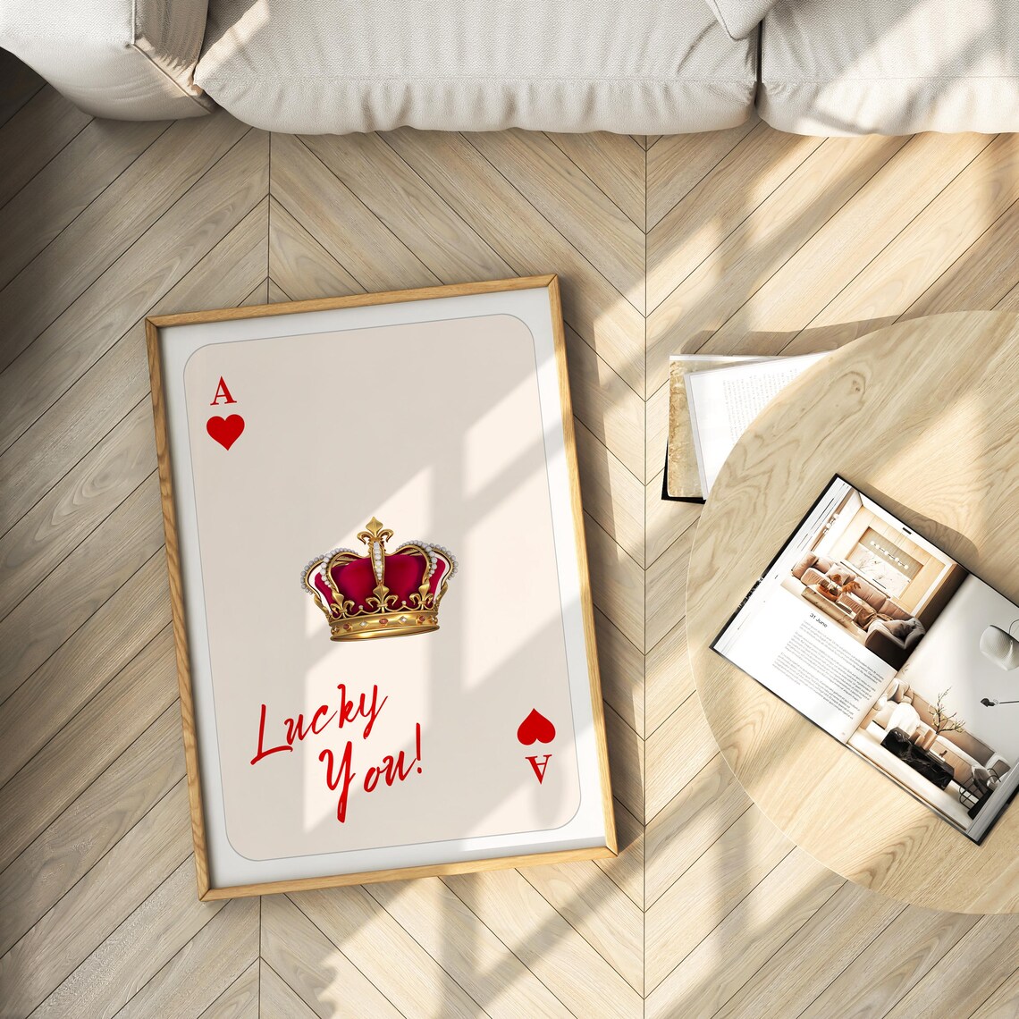 Ace of Hearts Lucky You Gold Crown Retro Playing Card Art Poster - Image 2
