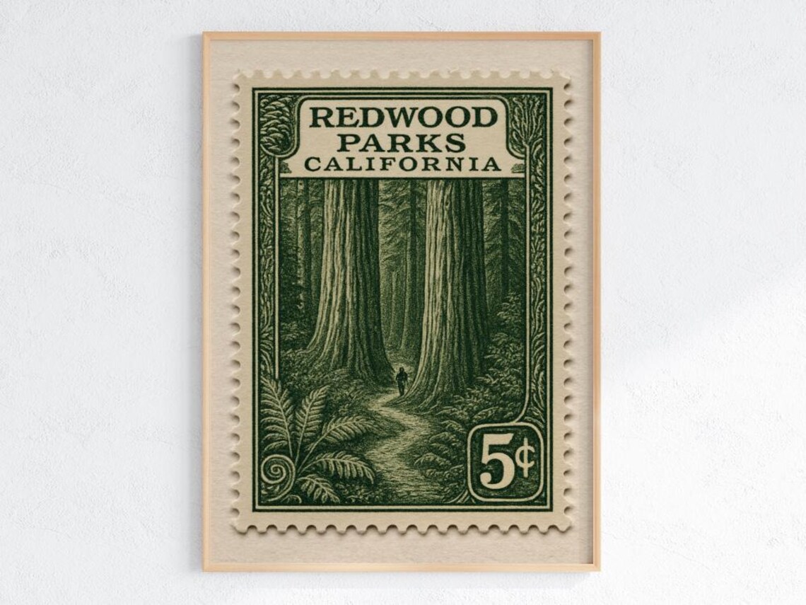 Redwood National Park Vintage Travel Art Print