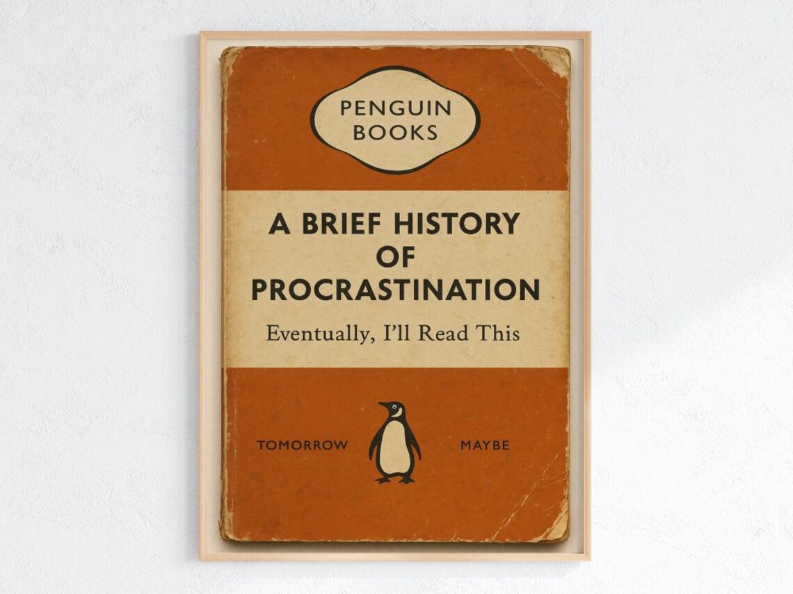 Funny Penguin Book Poster, Vintage Satire Art Print