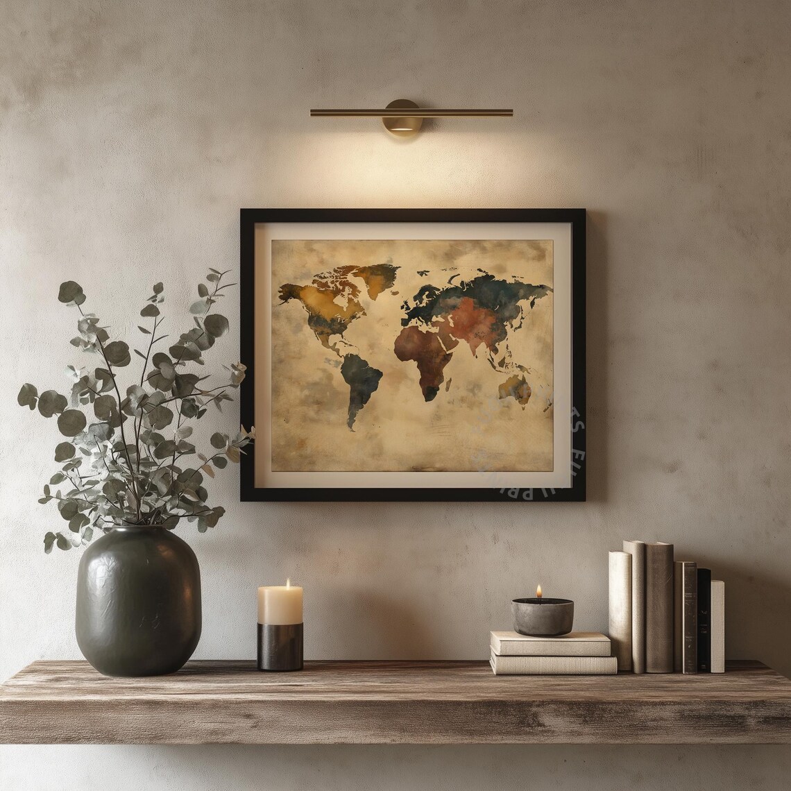 World Map, Vintage Abstract Earth Tones Art Print - Image 4