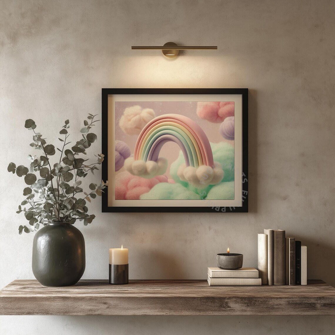 Pastel Rainbow Wall Art Whimsical Cloud Nursery Decor 390 - Image 4