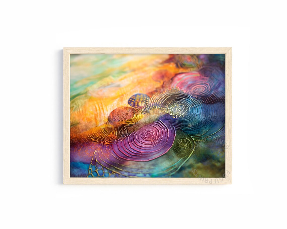 Abstract Swirl Art Textured Wall Art Orange Teal Purple Gold Modern Home Decor 27