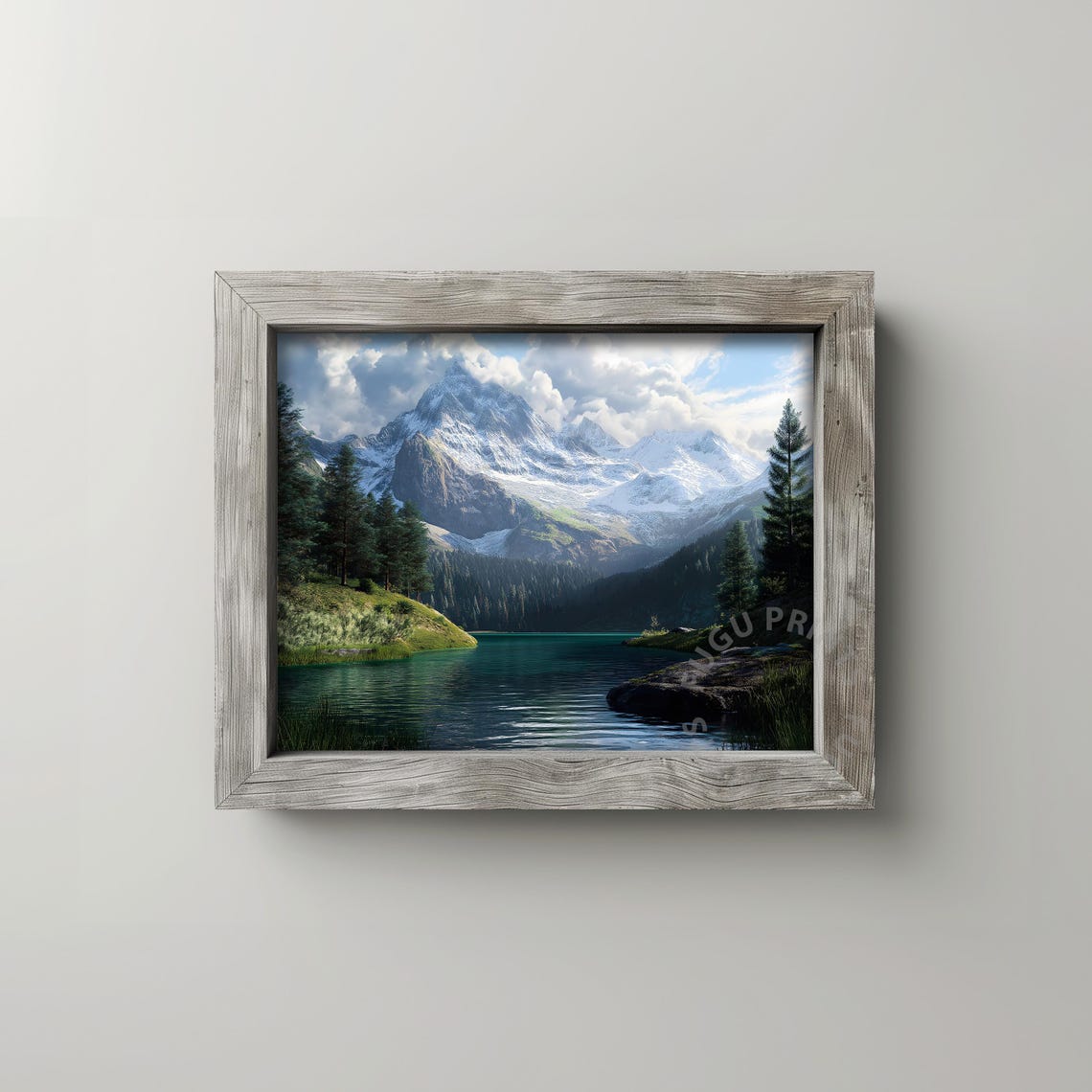 Mountain Lake Art Landscape Wall Art Turquoise Snow Capped Peaks 85 - Image 2
