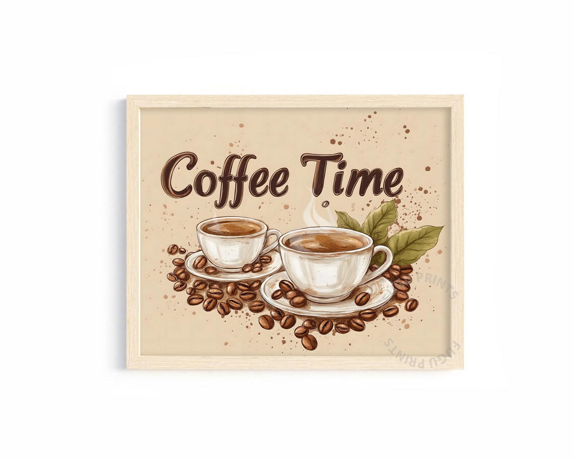 Coffee Time Vintage Coffee Art, Kitchen Decor
