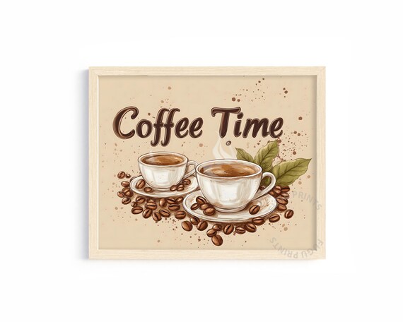 Coffee Time Vintage Coffee Art, Kitchen Decor