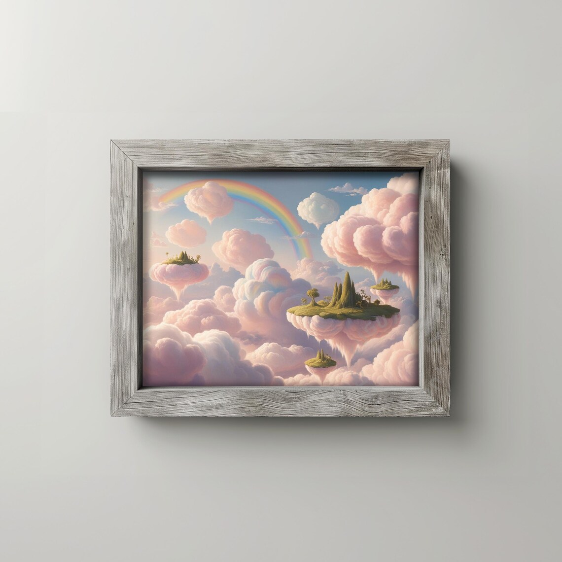 Floating Islands Rainbow Cloudscape, Pastel Nursery Decor - Image 2