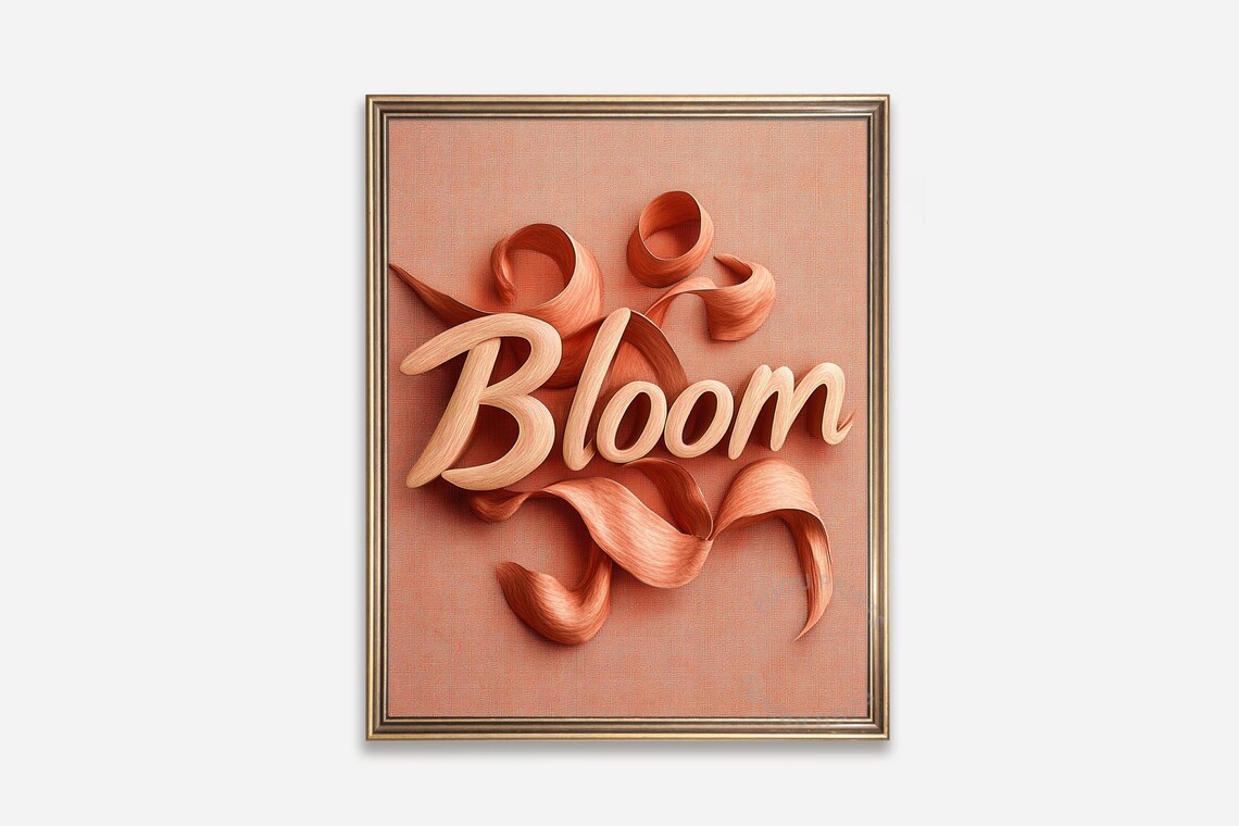 Bloom Coral Peach Modern Typography Art Print
