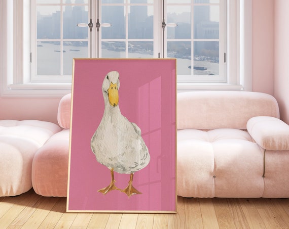 Pink Goose Abstract Painting Wall Art Trendy Decor Instant Art Print Downloads Nursery Decor
