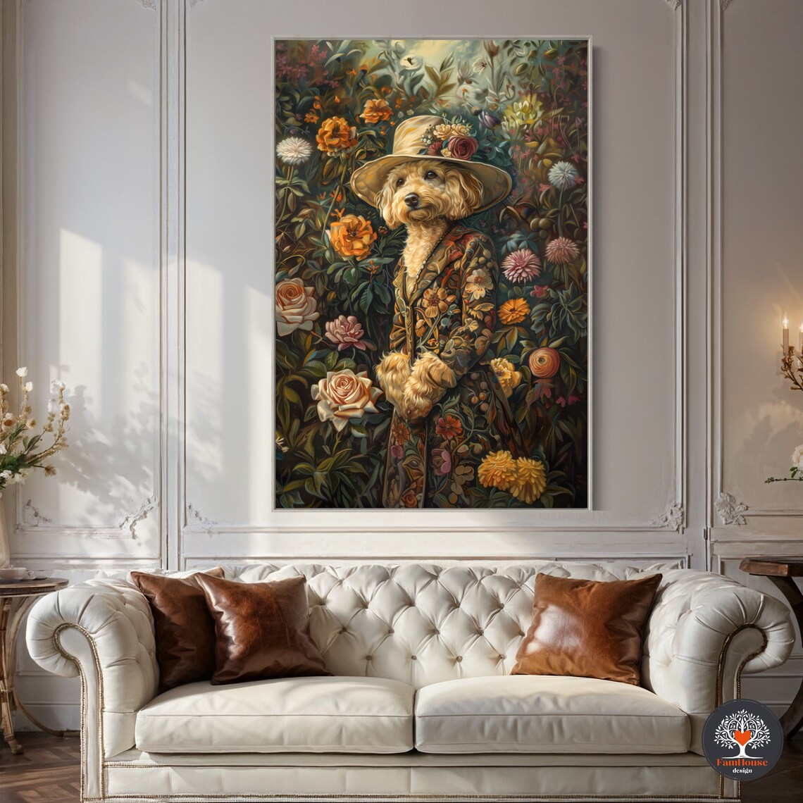 Goldendoodles Renaissance Pet Portrait, Vintage Print - Image 3