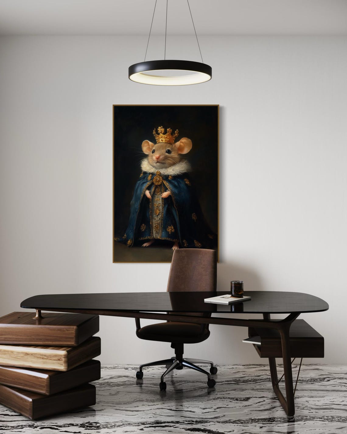 Mouse King in Blue Ermine Cape with Golden Crown Portrait Poster - Image 2