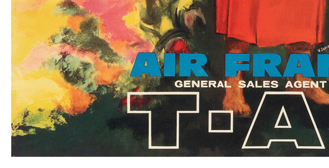 Tahiti Air France T-A-I Vintage Airline Island Beauty Poster - Image 2