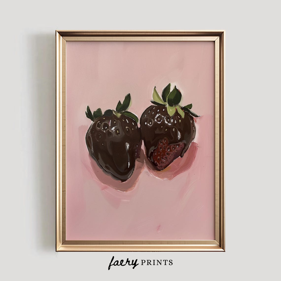 Chocolate Covered Strawberries Pink Dessert Kitchen Decor Poster