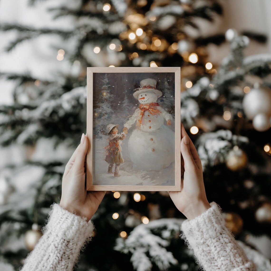 Vintage Snowman Winter Art Print, Holiday Decor - Image 4