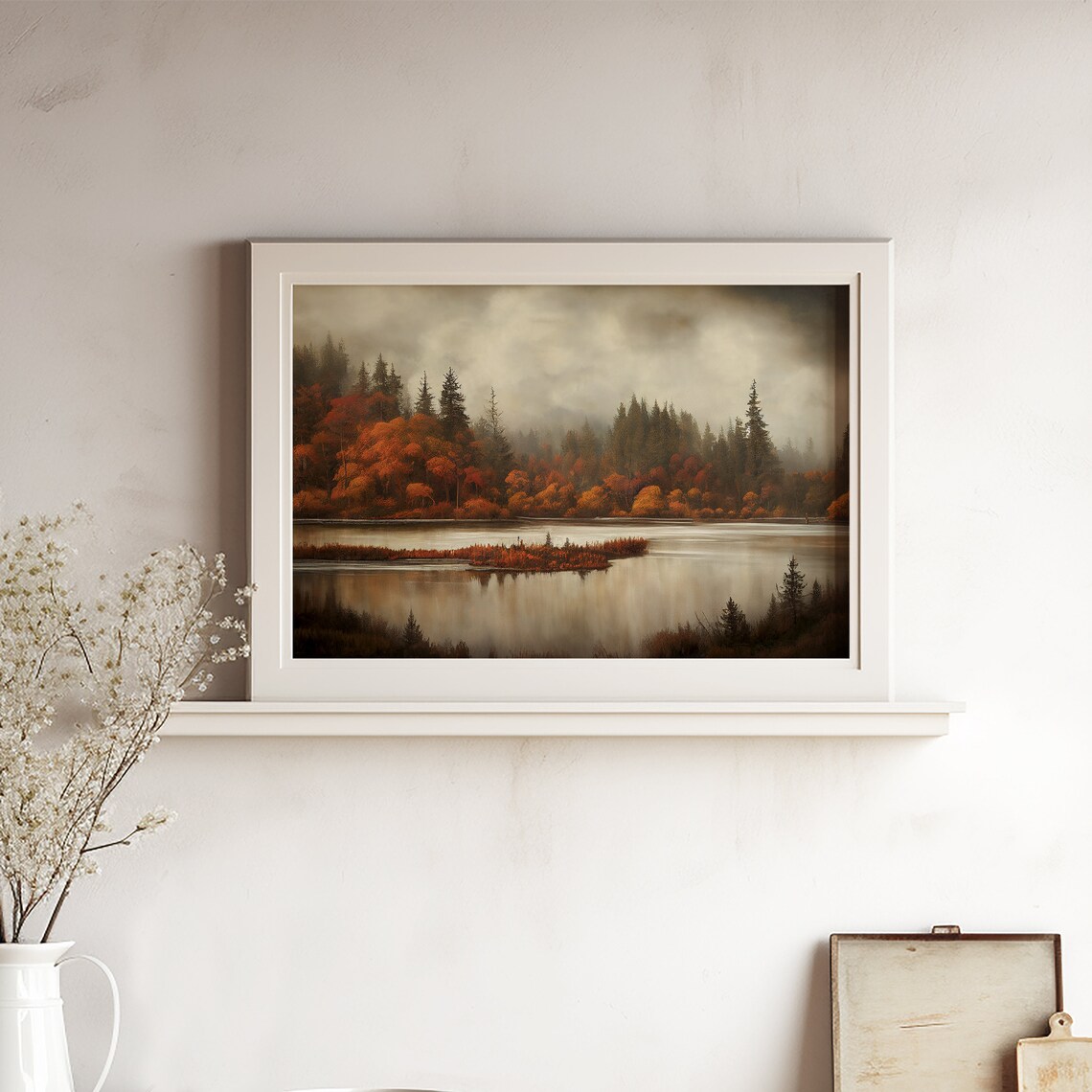 Autumn Landscape Print, Fall Foliage Lake Scene - Image 4