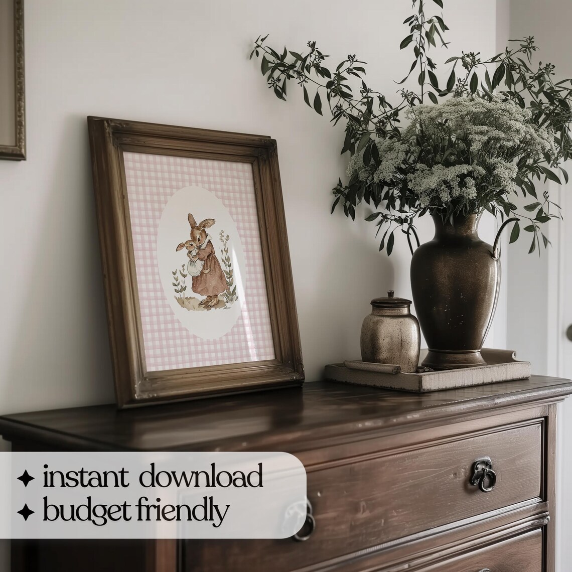 Rabbit Mom Baby Girls Nursery Wall Art Print - Image 5