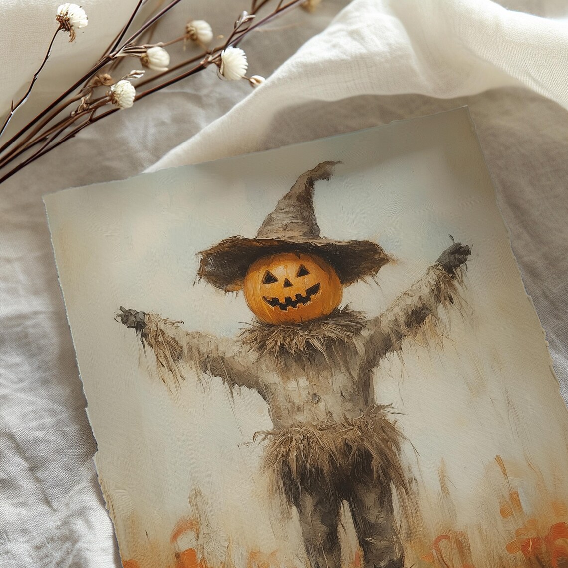 Rustic Halloween Scarecrow and Jack O Lantern Poster - Image 3