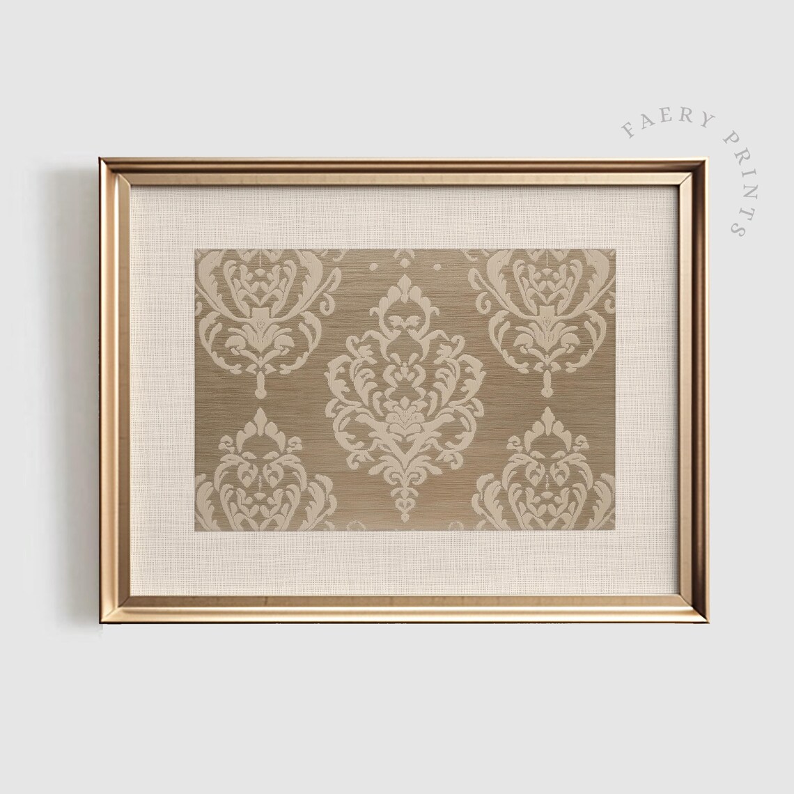 Rustic Beige Damask Tapestry Textile Neutral Farmhouse Decor Poster
