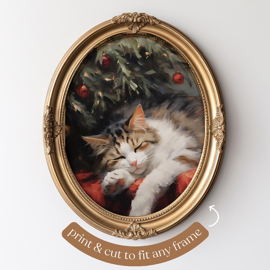 Christmas Cat Vintage Christmas Wall Art Poster - Image 4
