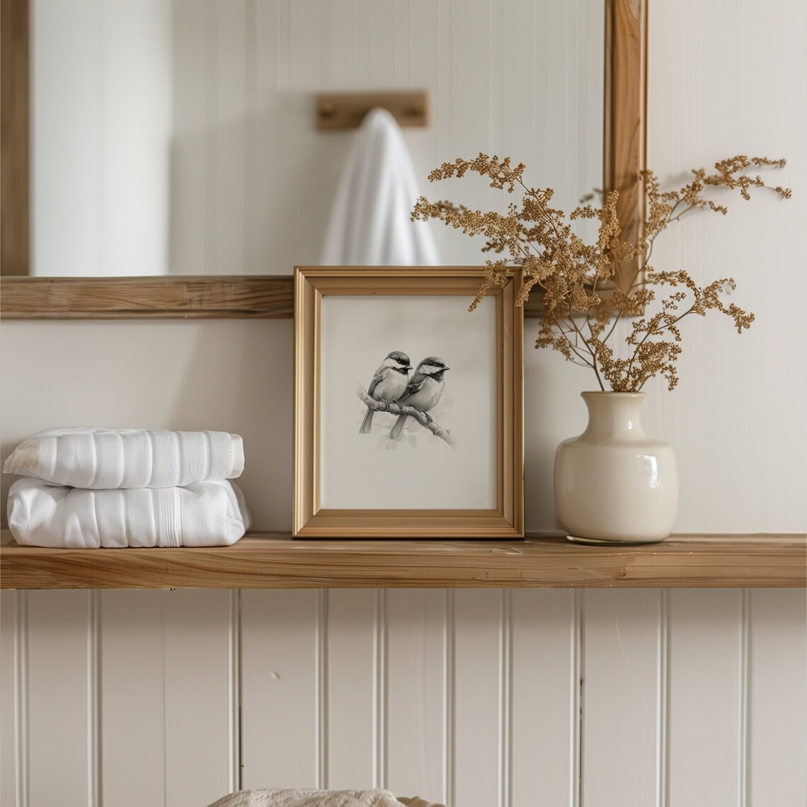 Chickadee Print, Monochromatic Nursery Art Print - Image 3