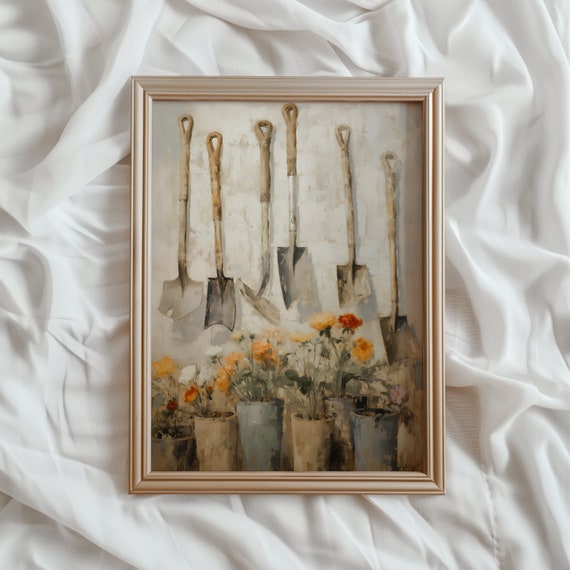 Spring Garden Tools Vintage Farmhouse Art Print