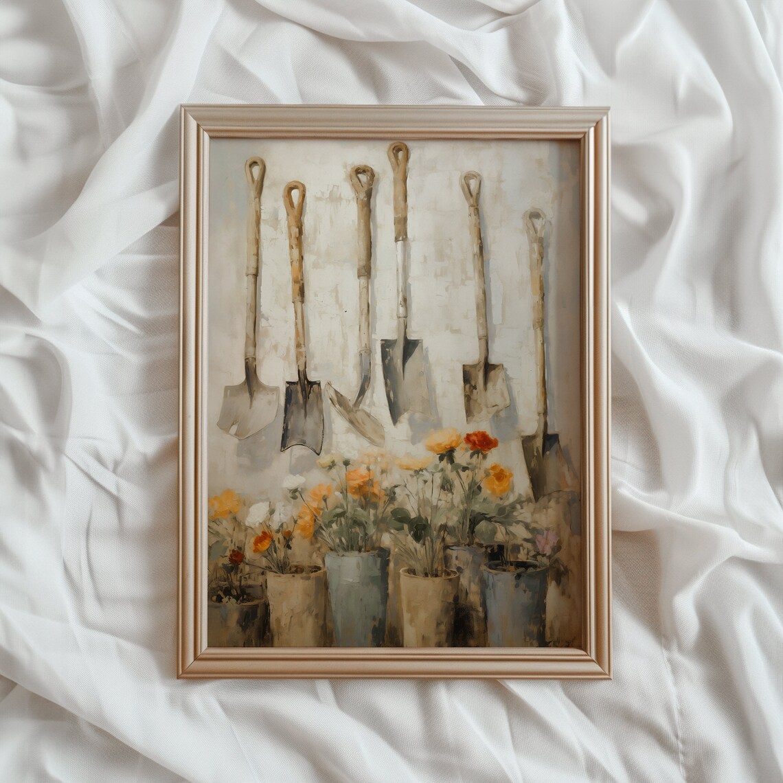 Spring Garden Tools Vintage Farmhouse Art Print