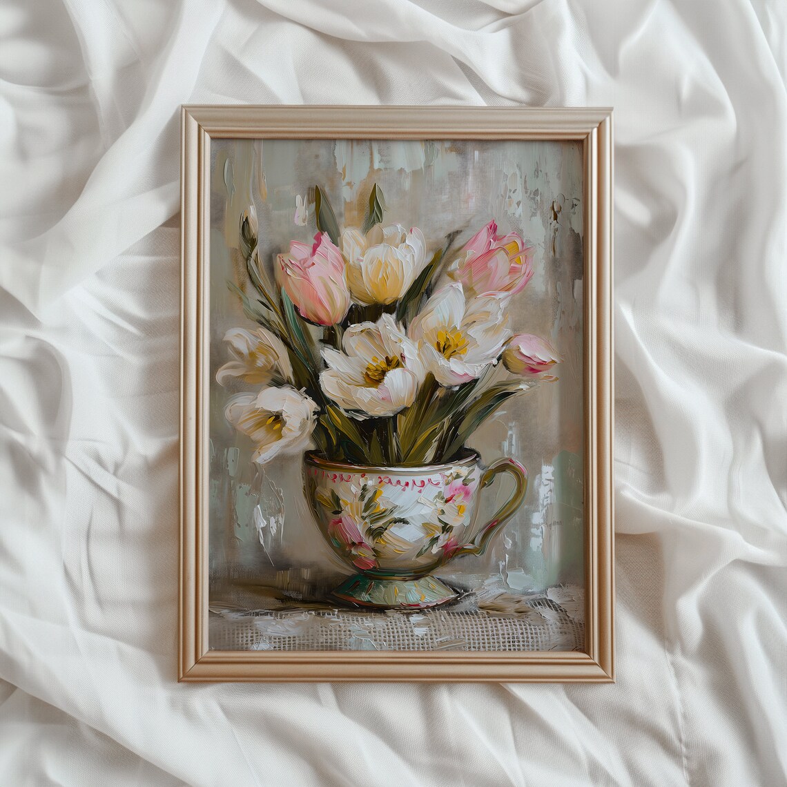 Spring Floral Painting, Light Academia Art Print