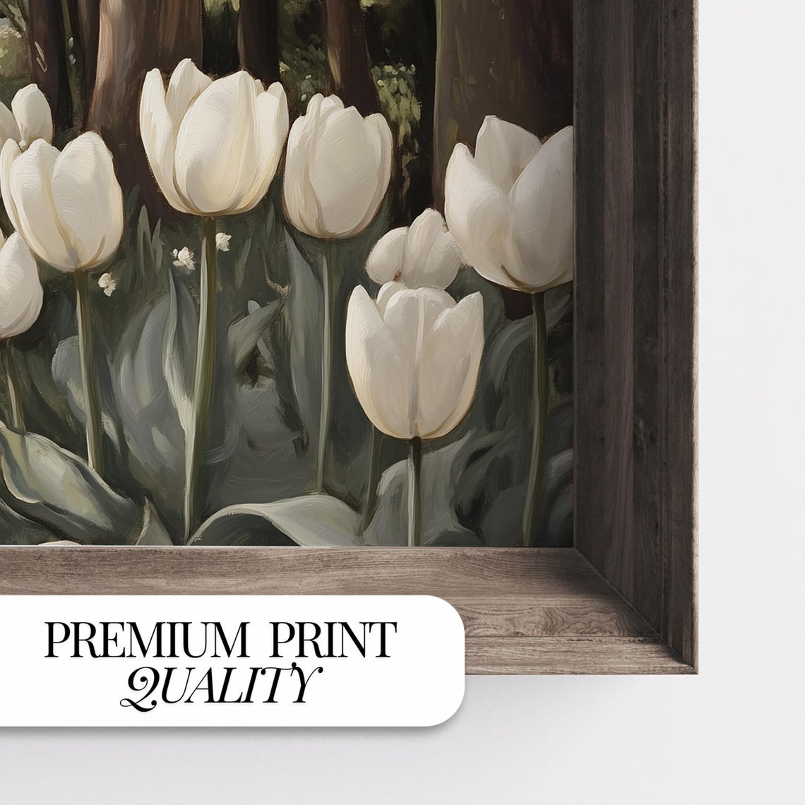 White Tulips Blooming Along Woodland Path Spring Garden Poster - Image 2