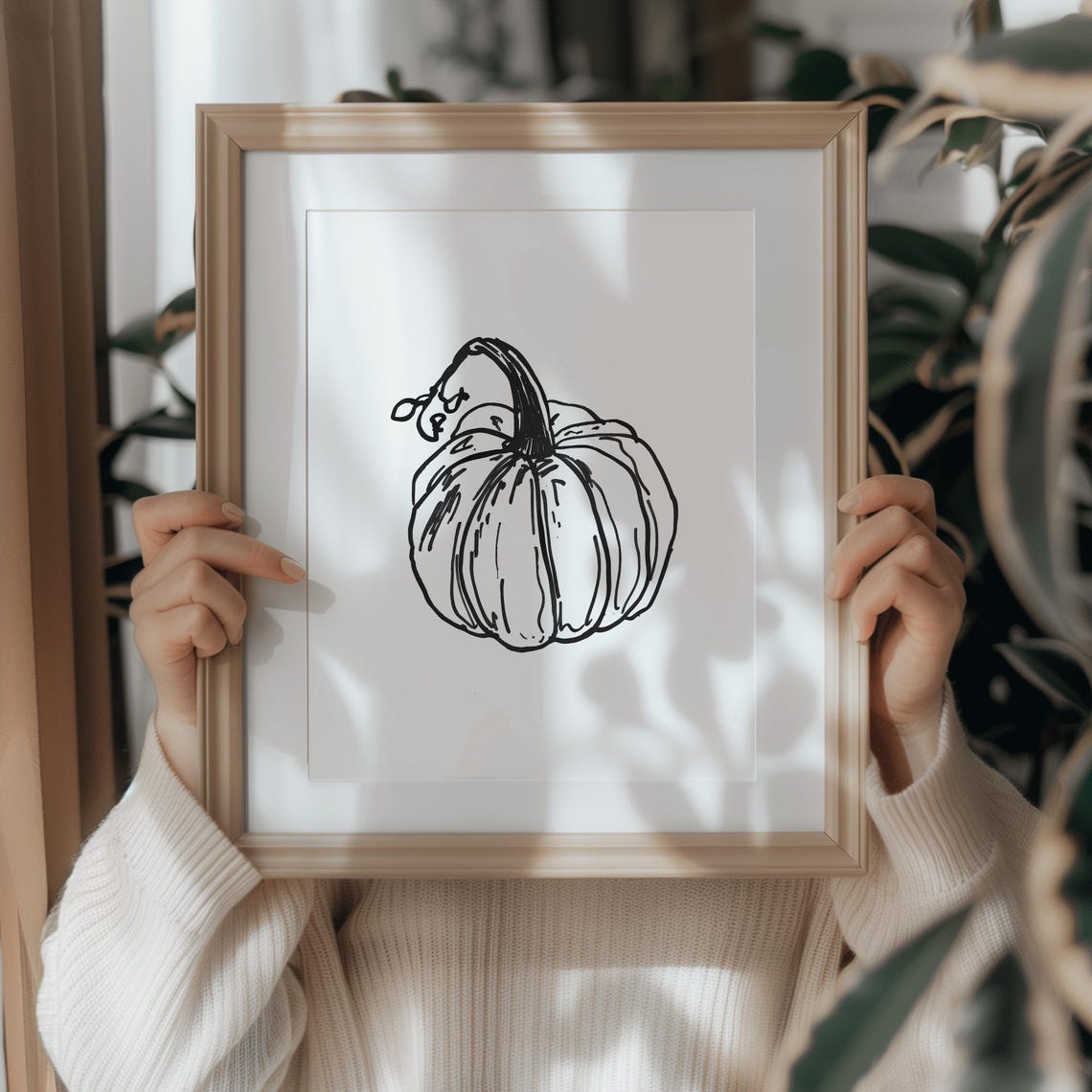 Pumpkin Line Art Print Halloween Wall Art Cute Pumpkin Decor Line Art Drawing Minimalistic Fall 1026 - Image 2