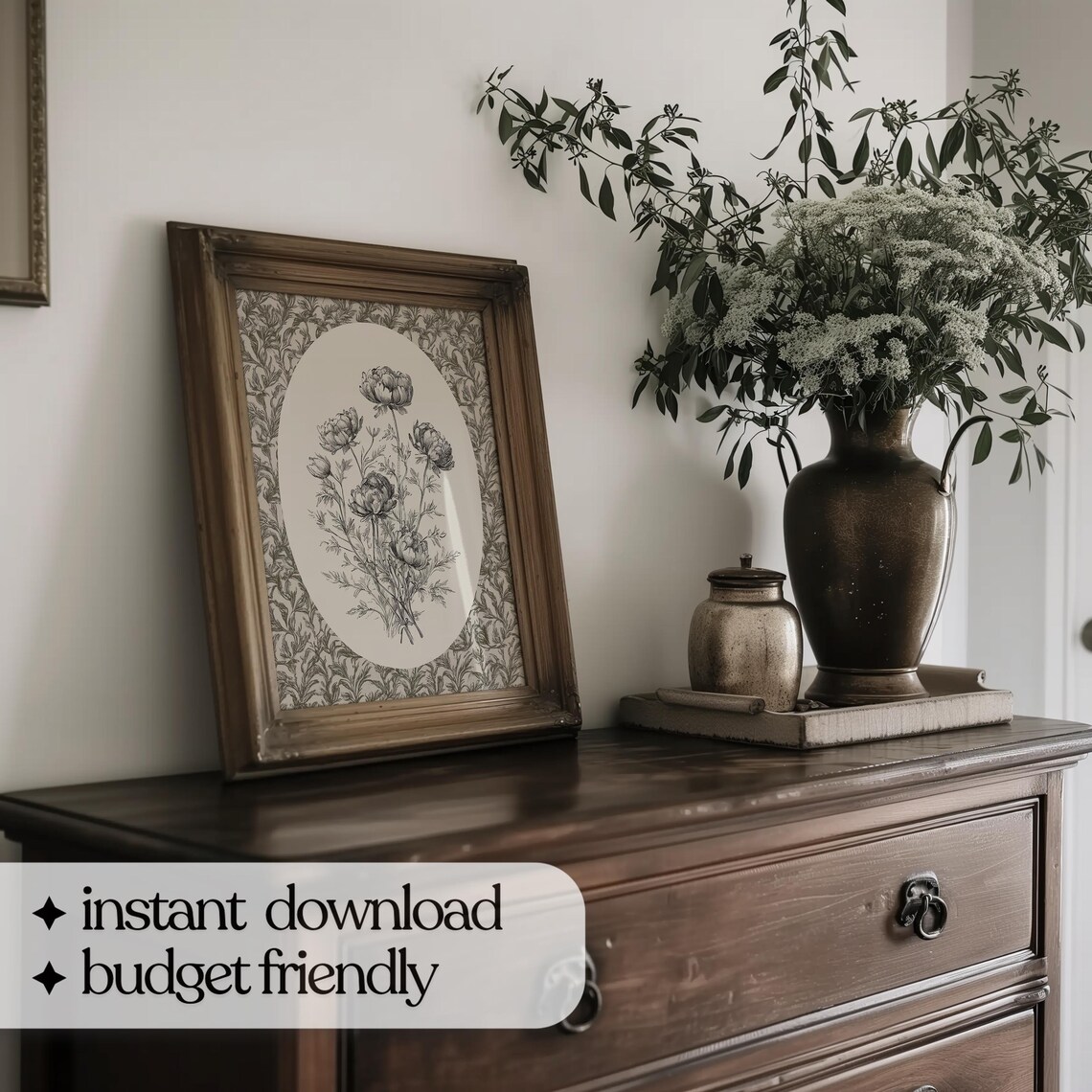 Floral Art Print, Vintage Neutral Nursery Decor - Image 4