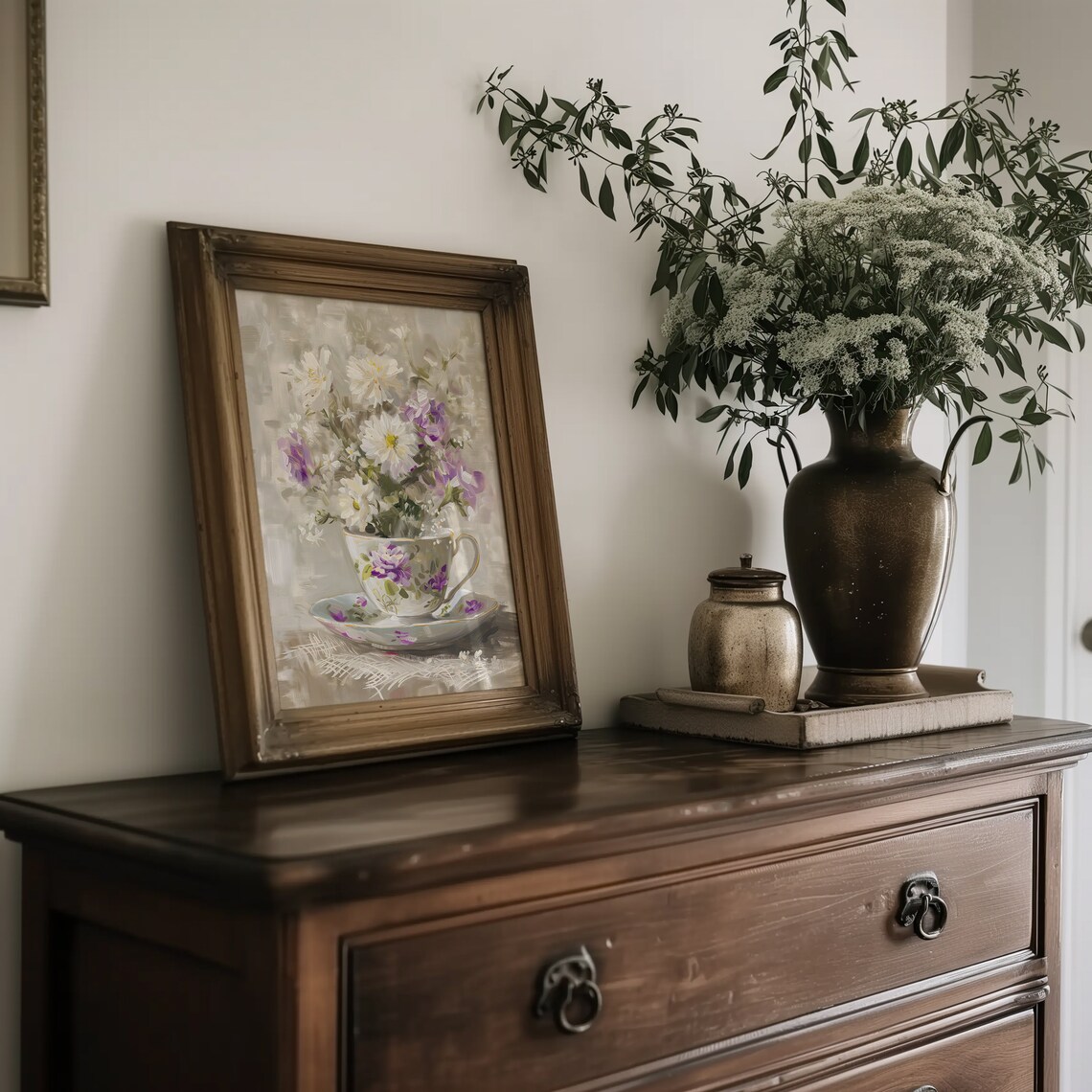 Flowers In A Teacup Cottagecore Botanical Art Print - Image 2